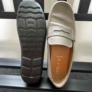 NWOT Geox Respira grey leather driving shoe 39/8-8.5